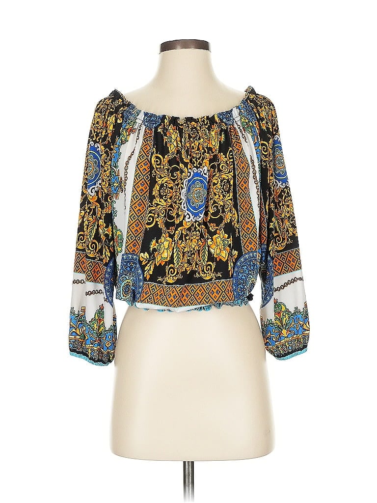 Pre-owned Assorted Brands 3/4 Sleeve Blouse In Black