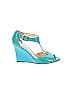 Jimmy Choo 100% Patent Leather Color Block Teal Wedges Size EU 39 1/2 - photo 1