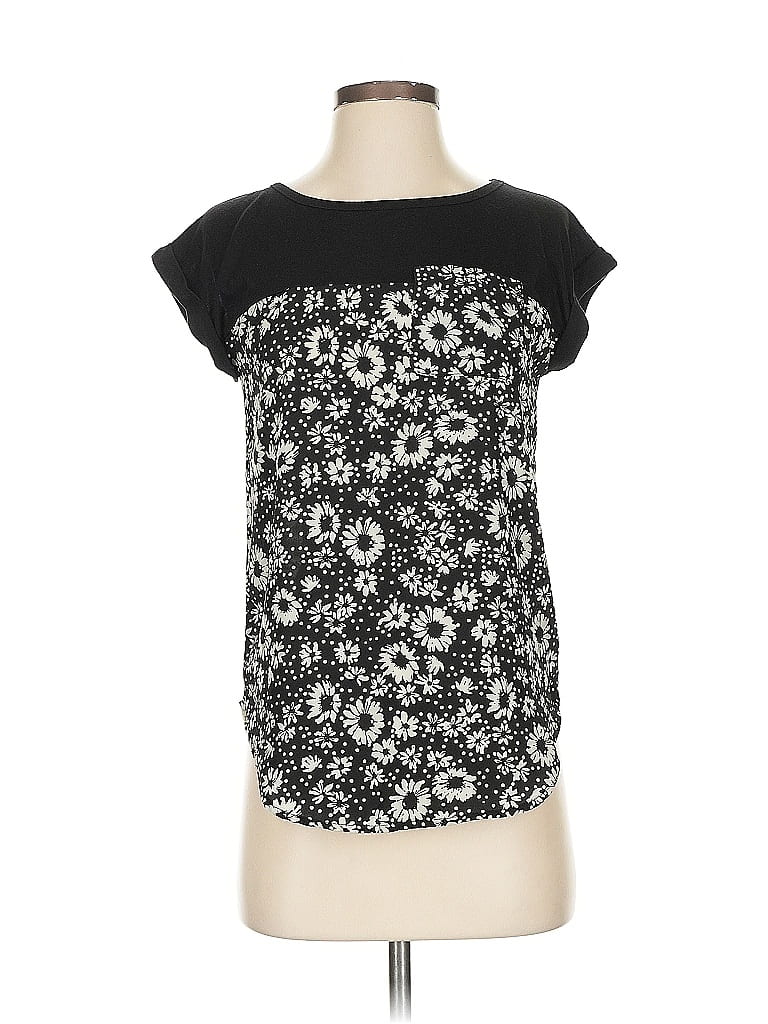 Pre-owned Rewind Short Sleeve Top Black Scoop Neck Tops