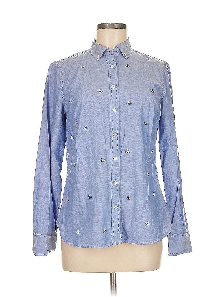 Pre-owned Talbots Long Sleeve Button Down Shirt In Blue