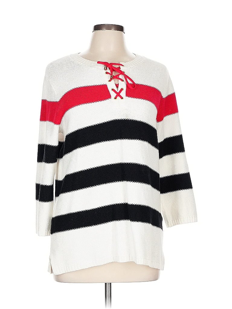 Pre-owned Jones New York Signature Pullover Sweater In White