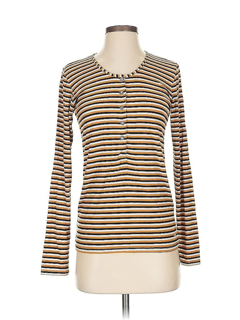 Pre-owned Albion Long Sleeve Henley Shirt In Brown