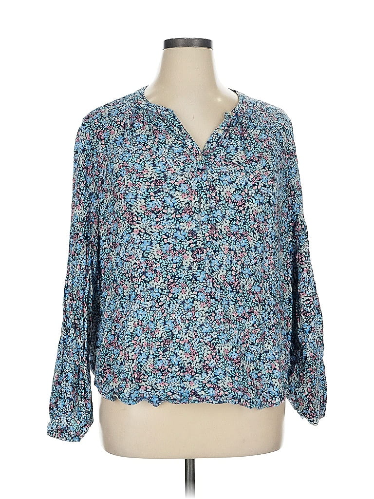 Pre-owned Caslon 3/4 Sleeve Blouse In Blue