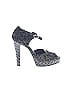 Chanel Gray Black Coarse Glitter CC Platform Heels Size EU 38 - photo 1