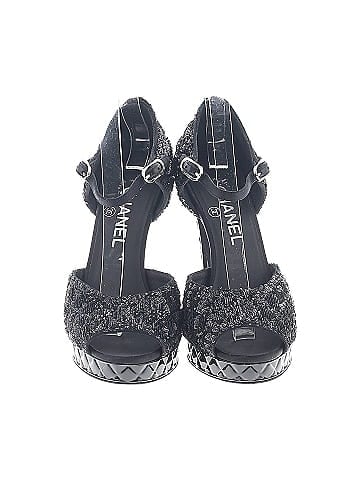 Chanel Coarse Glitter CC Platform Heels (view 2)