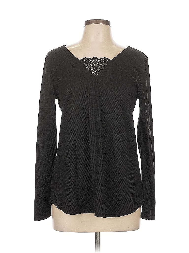 Click to view more detailed imagery on our partner's website Pre-owned White Birch Long Sleeve Top Black Sweetheart Neckline Tops
