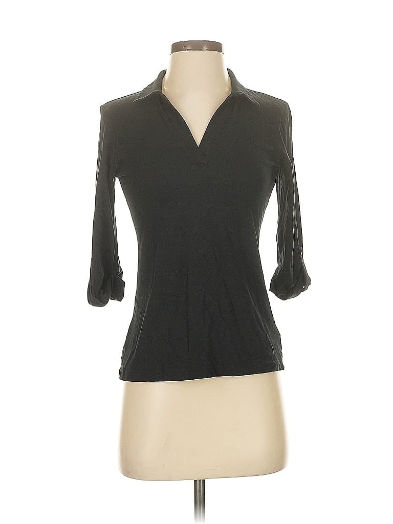RACHEL ZOE TJX Pre-owned 3/4 Sleeve Top Black Plunge Neckline Tops