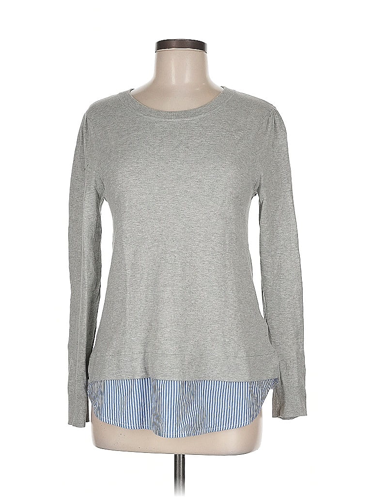 Pre-owned J.crew Factory Store Long Sleeve Top Gray Crew Neck Tops