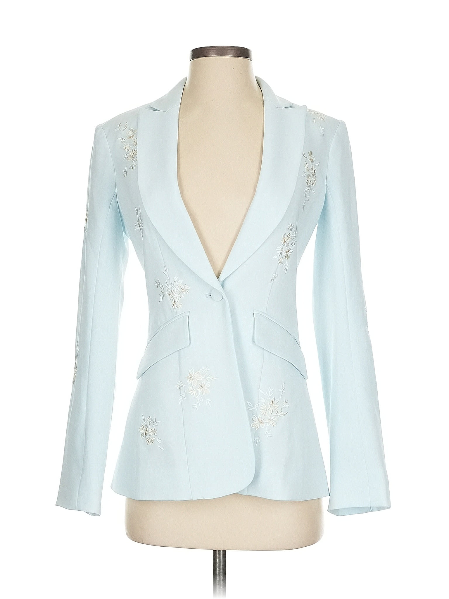Cinq à Sept Floral Solid Blue Blazer Size 00