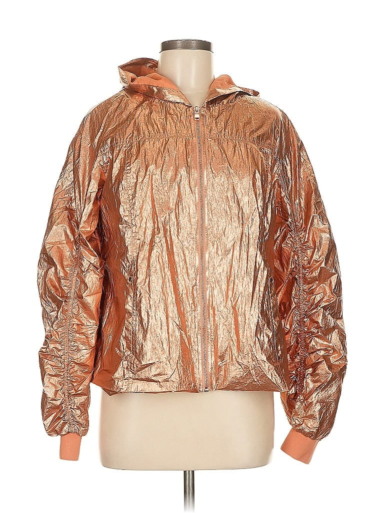 G by Giuliana Rancic 100% Nylon Metallic Gold Windbreaker Size 8 - photo 1