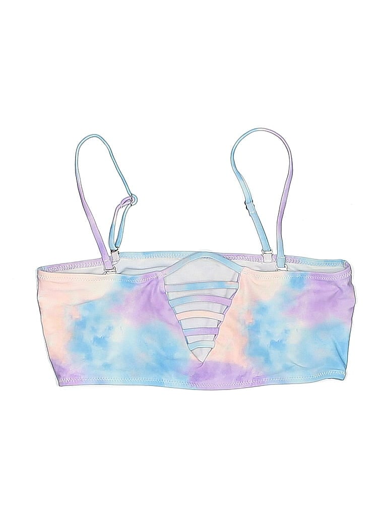 Pre-owned Zaful Swimsuit Top Blue Tie-dye Pattern Swimwear