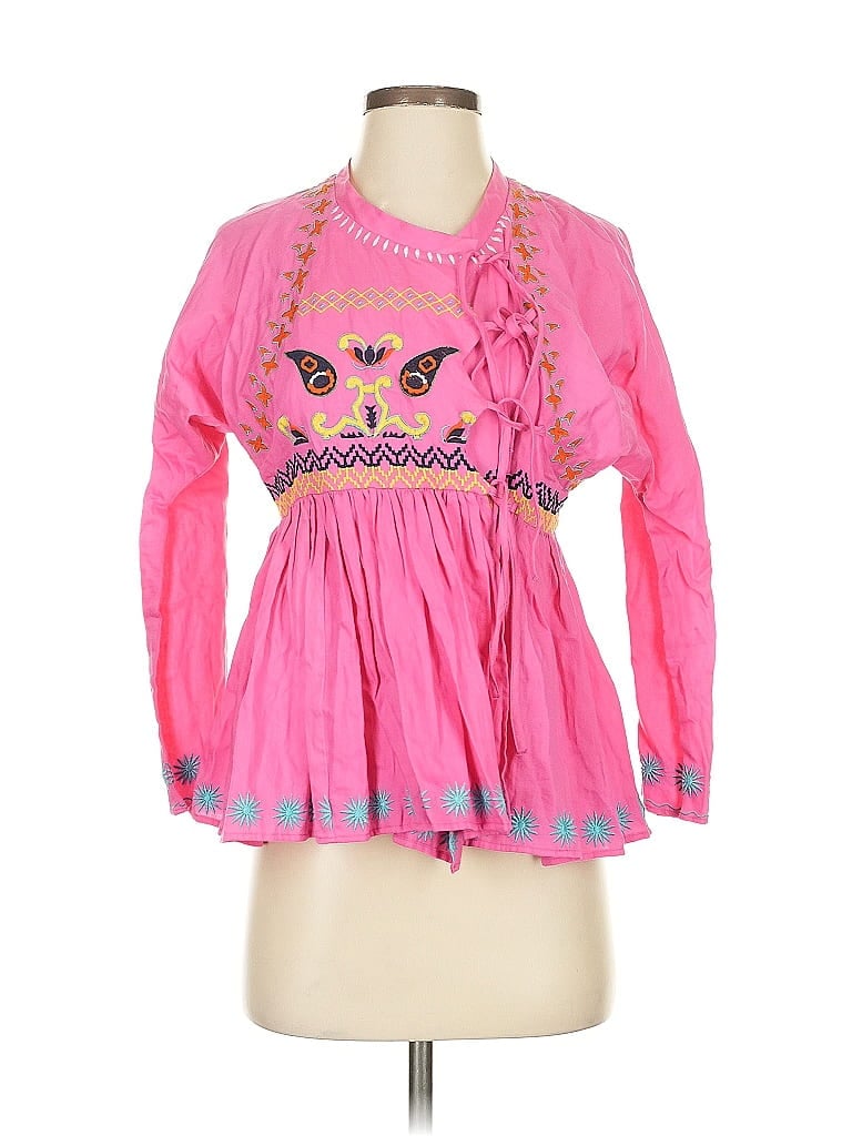 Frances Valentine 100% Cotton Pink Long Sleeve Blouse Size XS - photo 1