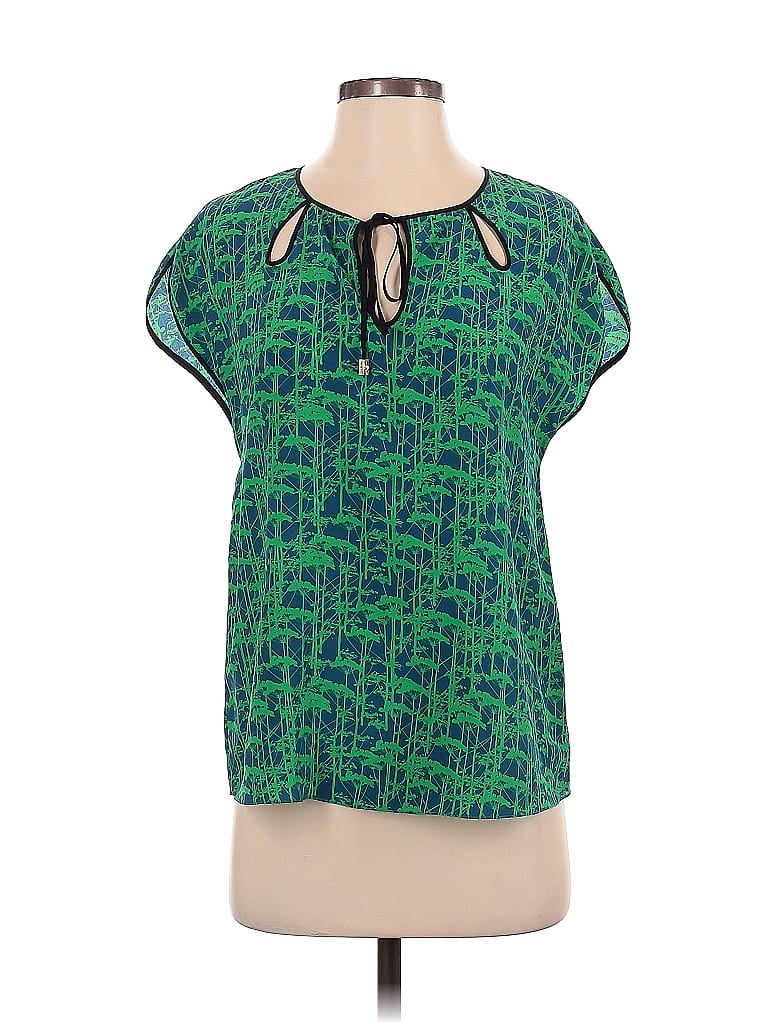 Click to view more detailed imagery on our partner's website Pre-owned Jason Wu Short Sleeve Silk Top Green Keyhole Neckline Tops