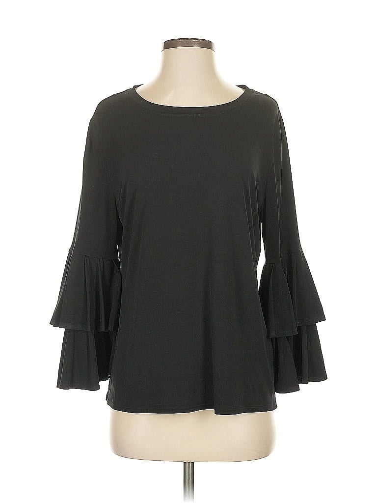 Pre-owned Laundry By Shelli Segal 3/4 Sleeve Top Black Boatneck Tops