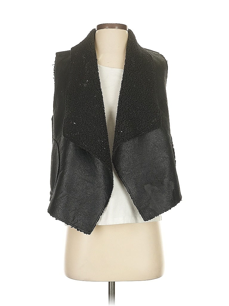 Pre-owned C&c California Faux Fur Vest In Black
