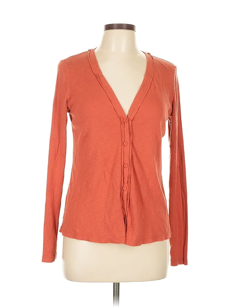 Pre-owned Michael Stars Long Sleeve Henley Shirt In Orange