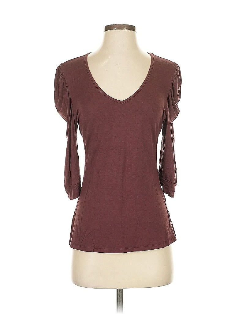 Pre-owned People Of Leisure 3/4 Sleeve T-shirt In Burgundy