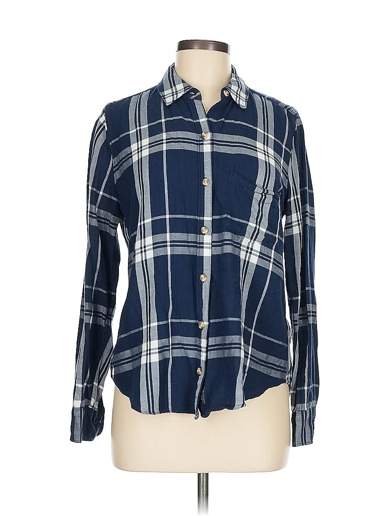 Pre-owned Abercrombie & Fitch Long Sleeve Button Down Shirt In Blue