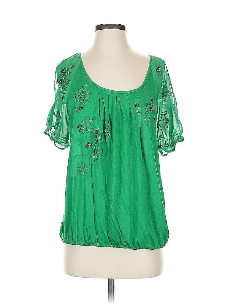 Pre-owned Leifnotes Short Sleeve Blouse In Green