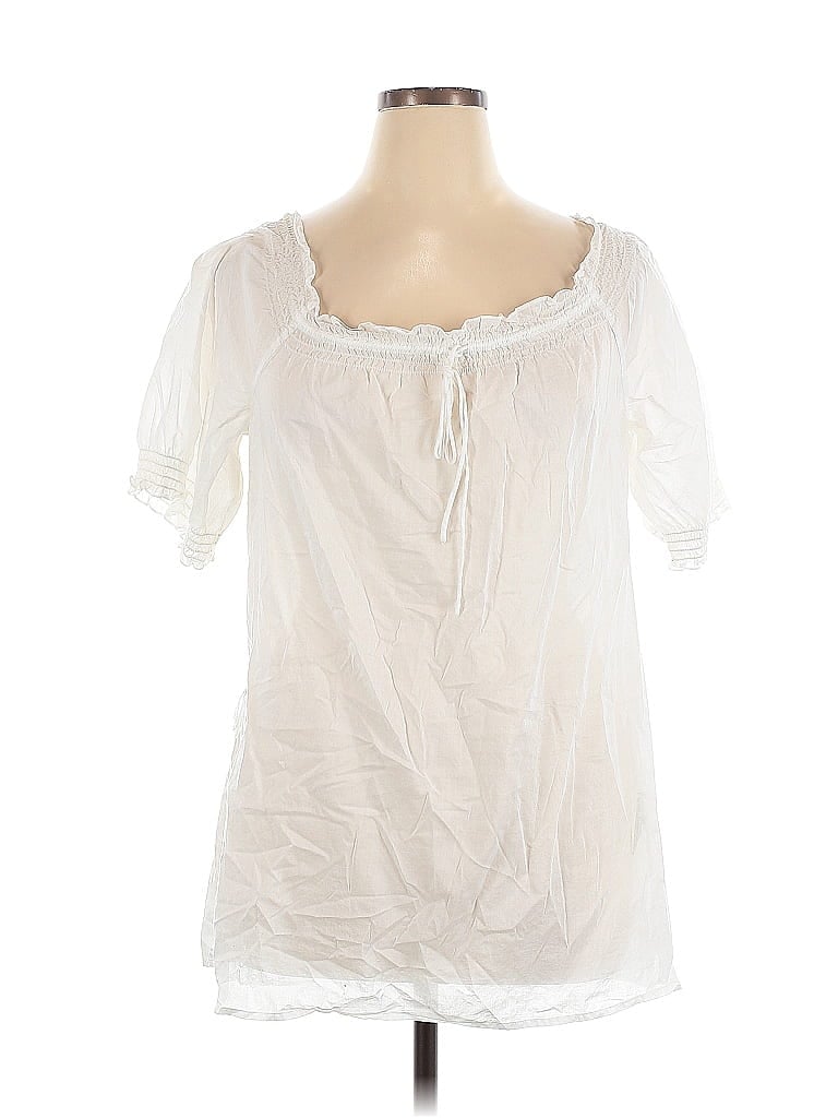 Lauren by Ralph Lauren 100% Cotton Ivory White Short Sleeve Blouse Size XL - photo 1