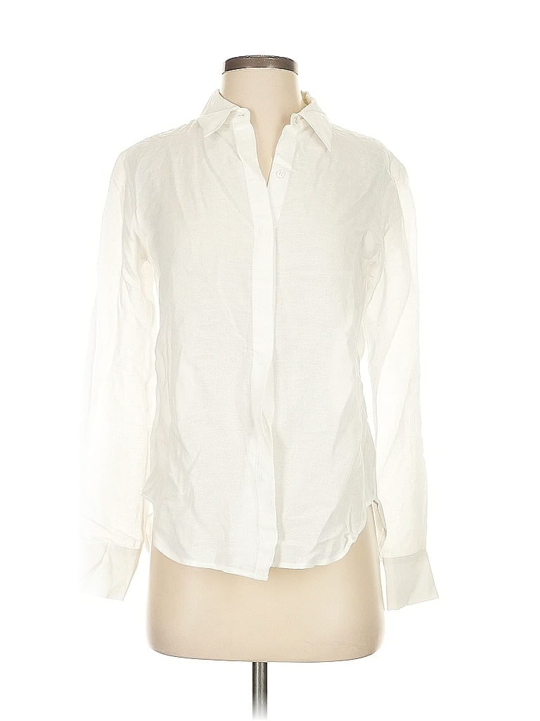 Pre-owned Theory Long Sleeve Button Down Shirt In White