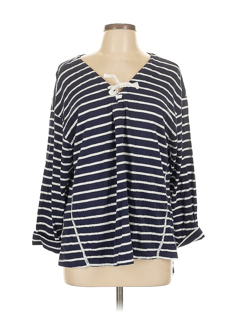 Pre-owned Caslon Long Sleeve Blouse In Blue