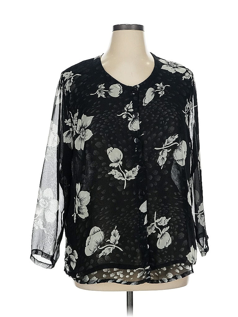 Erica Brooke 100% Polyester Black Long Sleeve Blouse Size 14 - photo 1