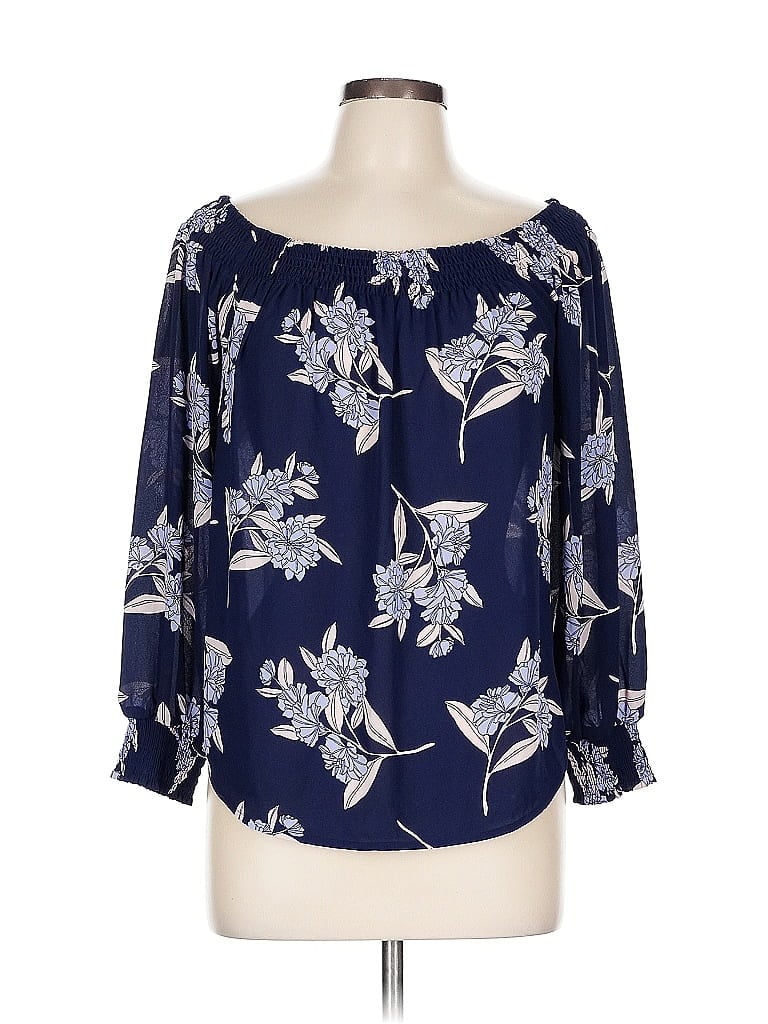 Pre-owned Express Outlet 3/4 Sleeve Blouse In Blue