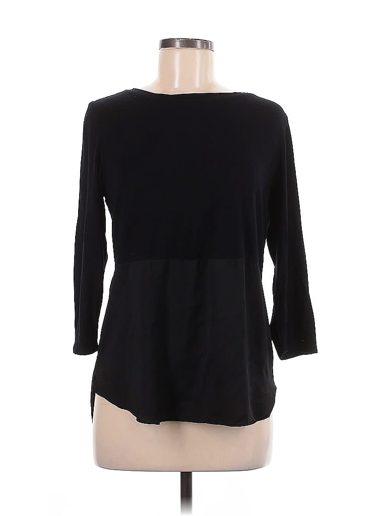Pre-owned Dkny 3/4 Sleeve Top Black Boatneck Tops