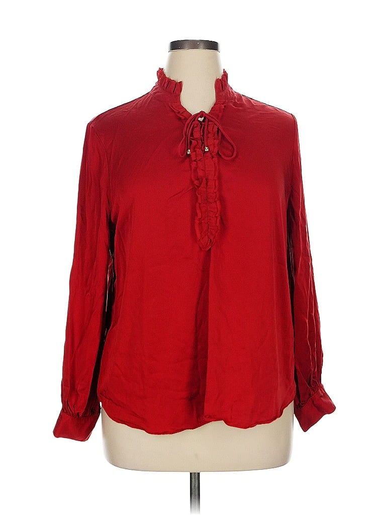 Pre-owned Chico's Long Sleeve Blouse In Red