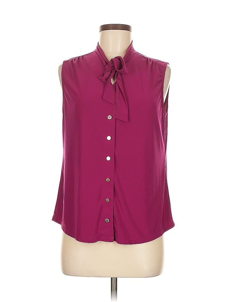 Pre-owned Anne Klein Sleeveless Blouse In Burgundy