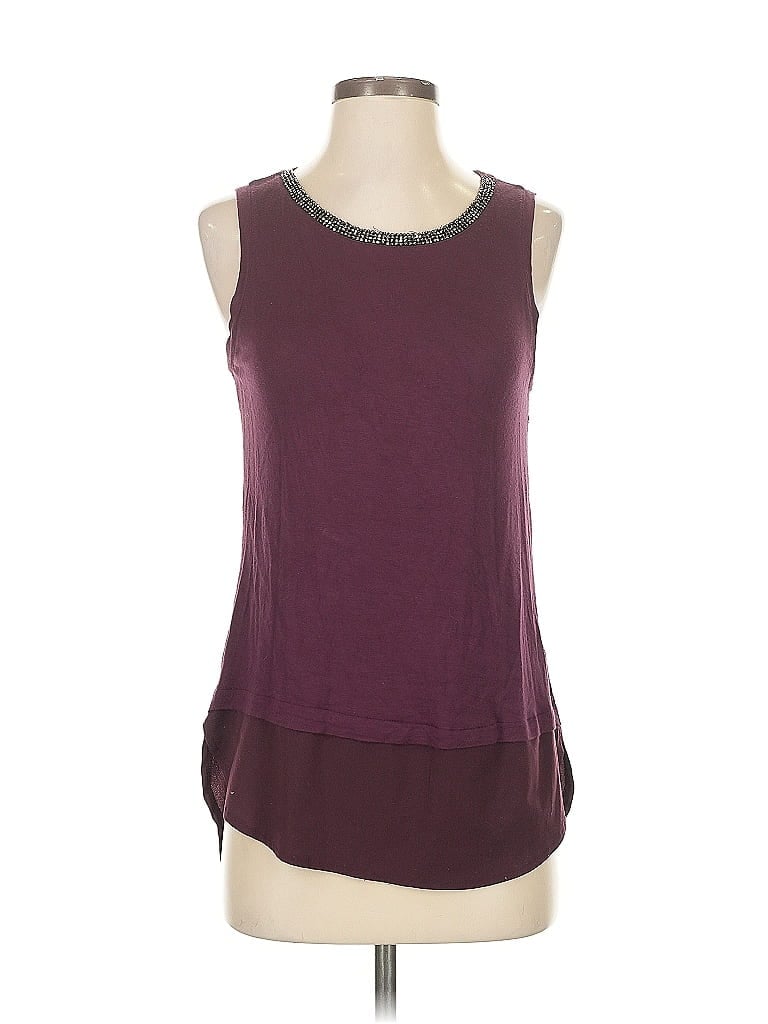 Pre-owned Apt. 9 Sleeveless Top Burgundy Crew Neck Tops