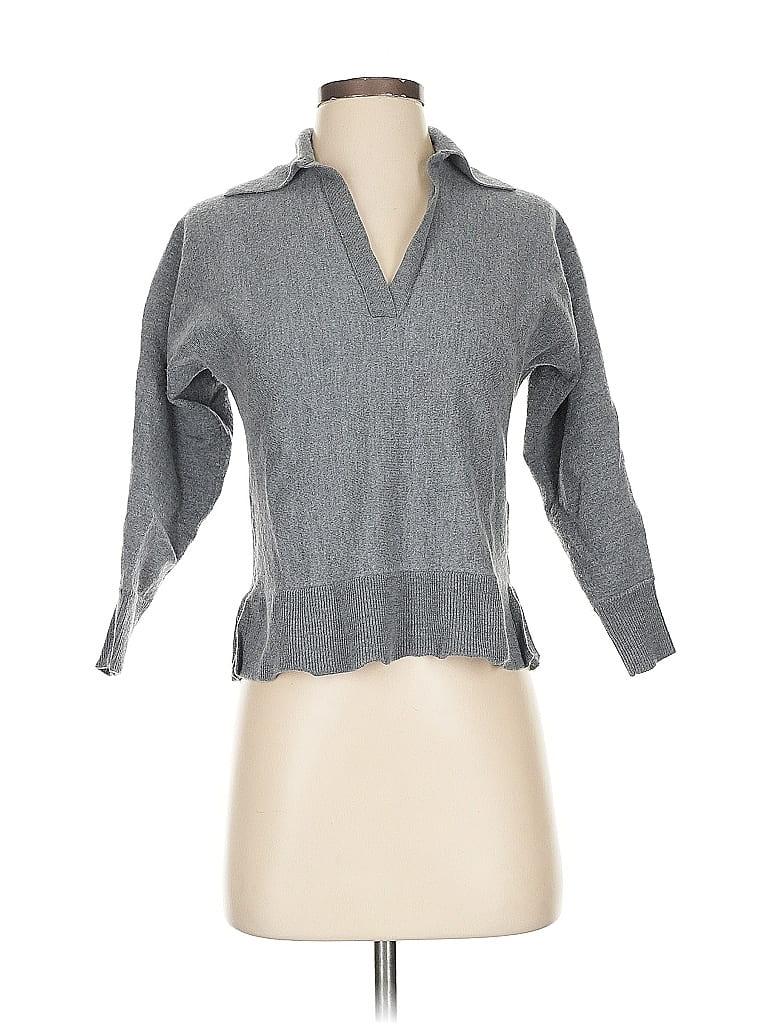 Pre-owned Halston Wool Pullover Sweater In Gray