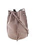 Taupe leather bucket bag with drawstring closure