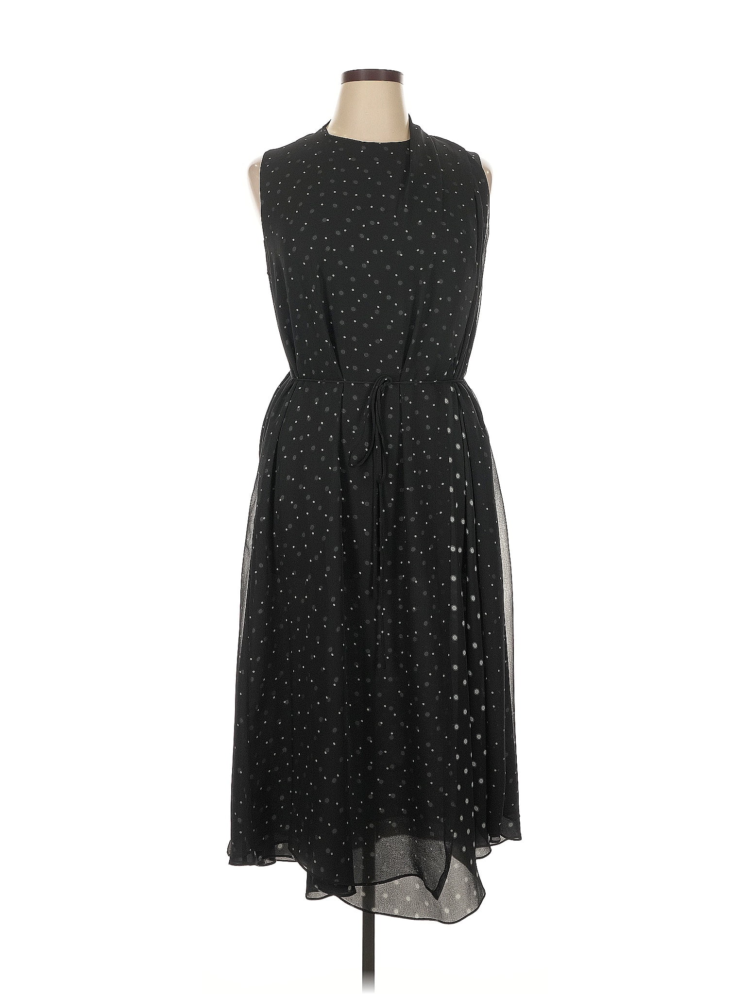 Vince. 100% Polyester Polka Dots Black Casual Dress Size XL