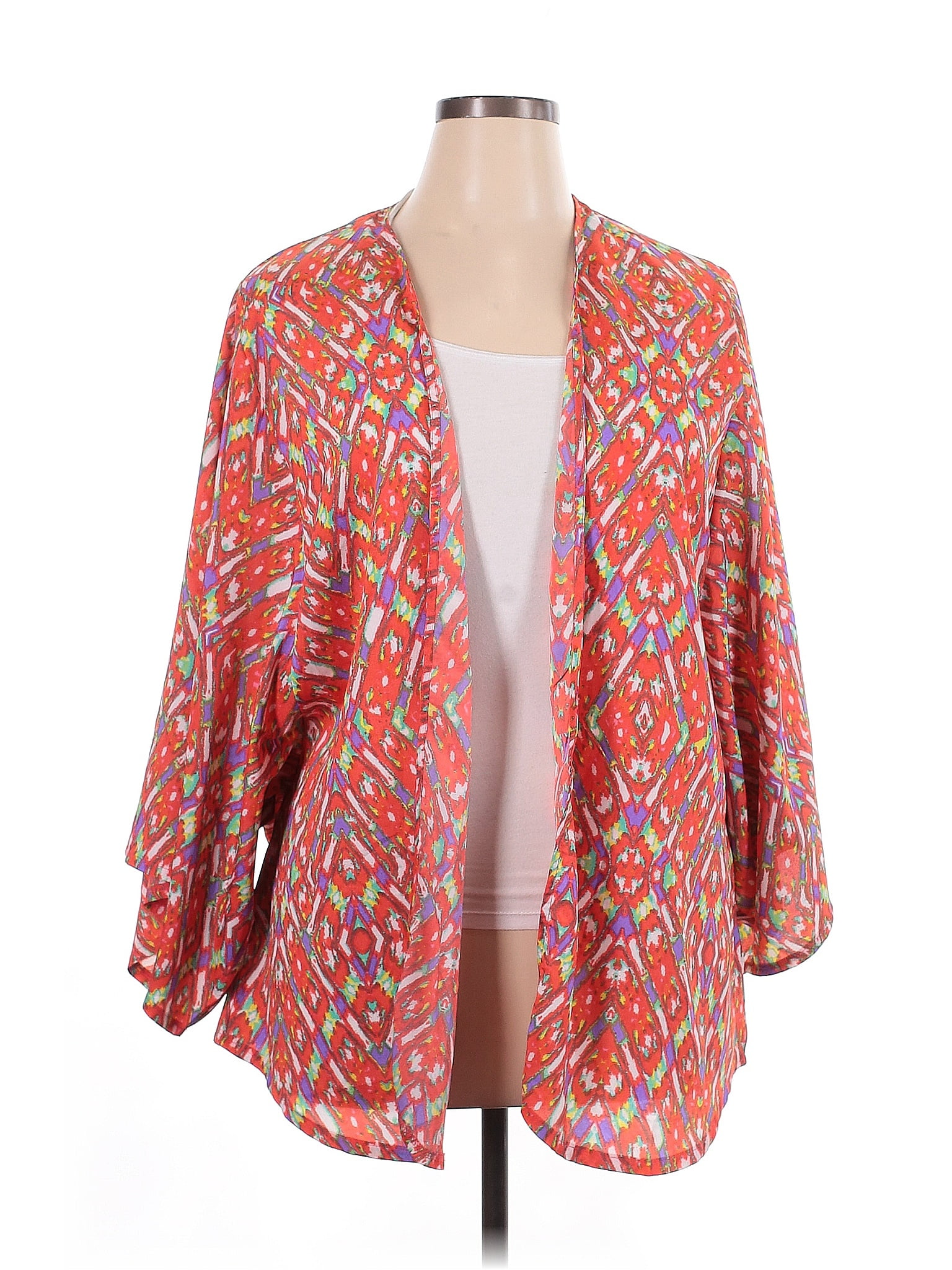 New Directions 100% Polyester Orange Kimono Size XL