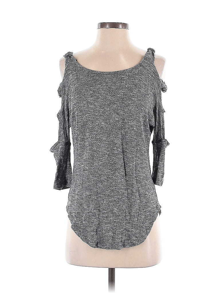 JESSICA SIMPSON Pre-owned Short Sleeve Top Gray Cold Shoulder Neckline Tops