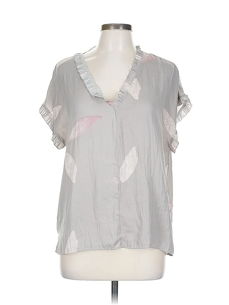 Pre-owned Kld. Signature Short Sleeve Blouse In Gray