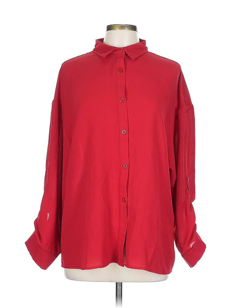 Pre-owned Unbranded Long Sleeve Blouse In Red