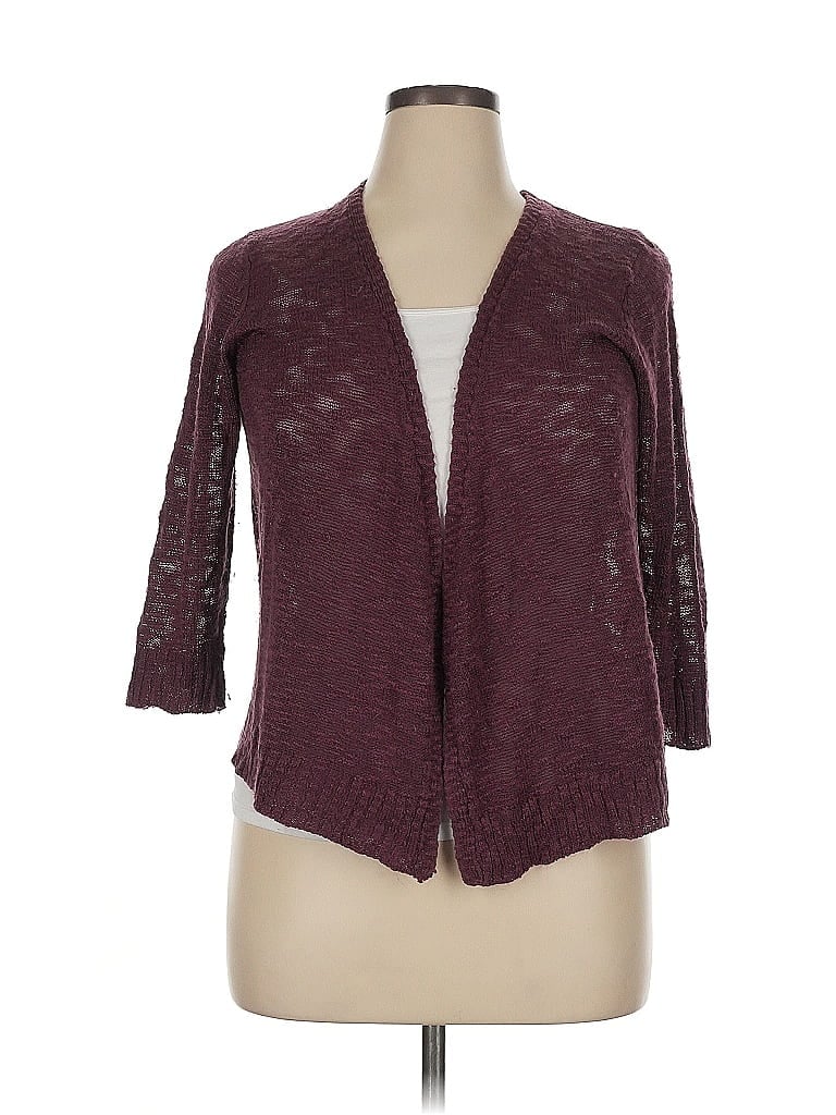 Pre-owned Faded Glory Cardigan Sweater In Burgundy