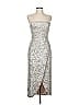 ML Monique Lhuillier 100% Polyester Metallic Silver Cocktail Dress Size 6 - photo 1