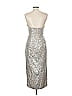 ML Monique Lhuillier 100% Polyester Metallic Silver Cocktail Dress Size 6 - photo 2