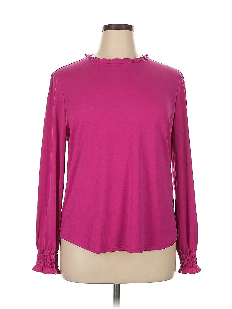 Pre-owned Adrianna Papell Long Sleeve Blouse In Pink