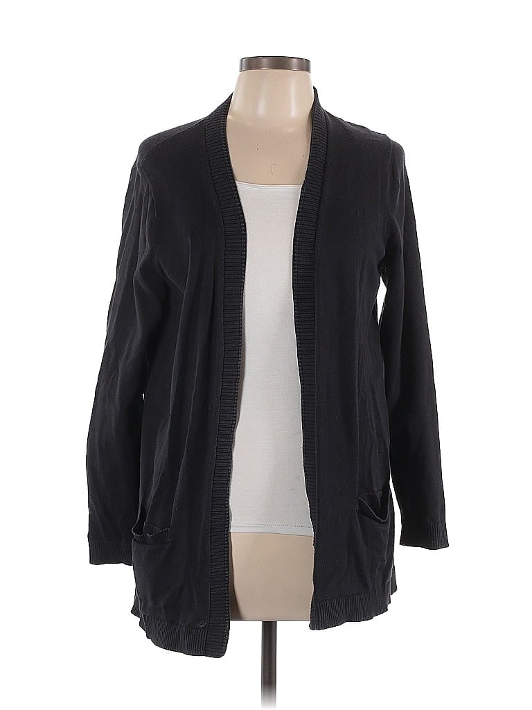 Pre-owned Lands' End Cardigan Sweater In Black