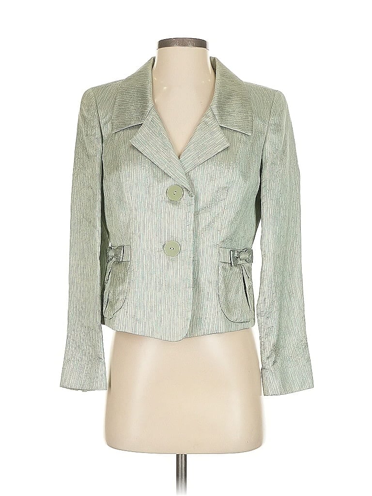 Pre-owned Dana Buchman Silk Blazer Jacket In Green