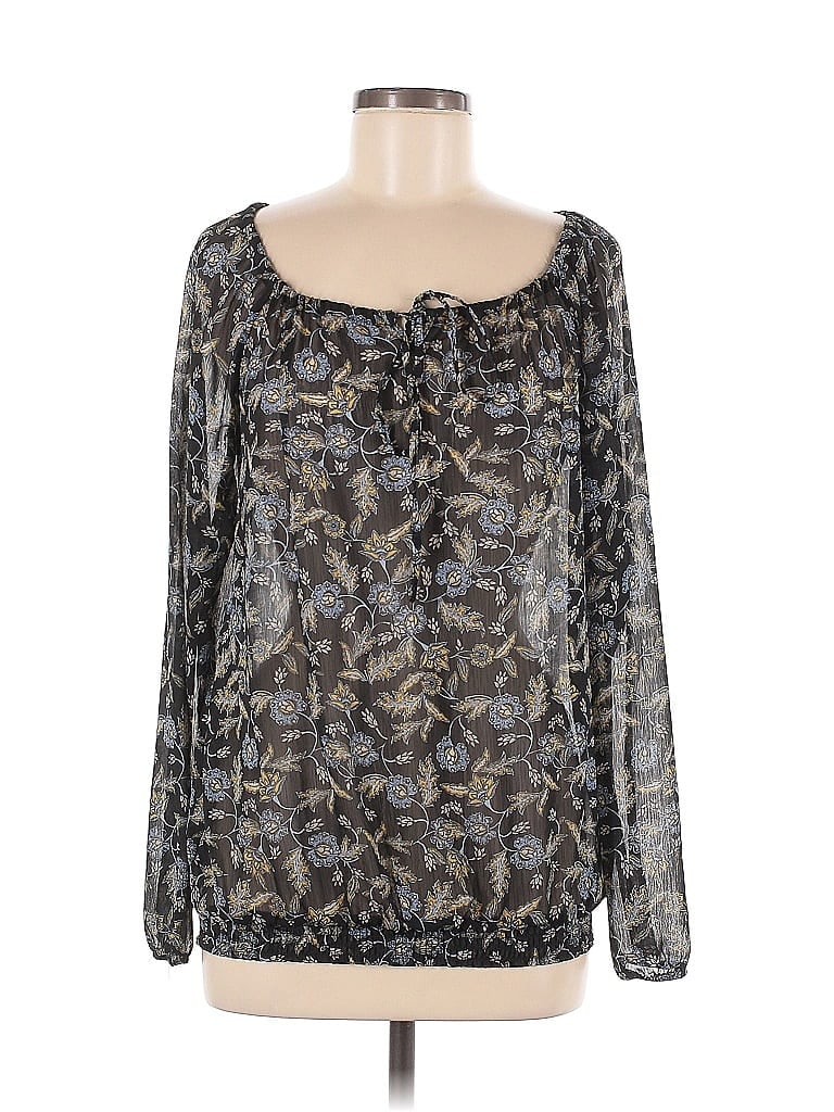 Pre-owned Chelsea & Theodore Long Sleeve Blouse In Gray