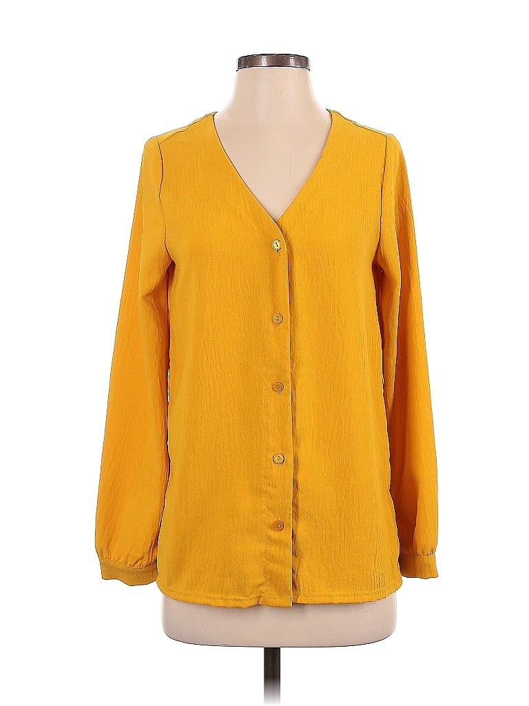 Pre-owned Assorted Brands Long Sleeve Blouse In Yellow