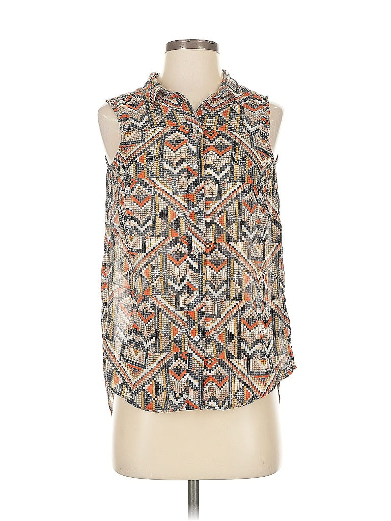 Pre-owned H&m Sleeveless Blouse In Brown