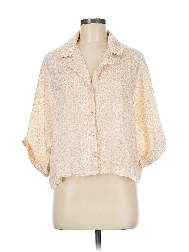 Pre-owned Splendid Short Sleeve Blouse In White