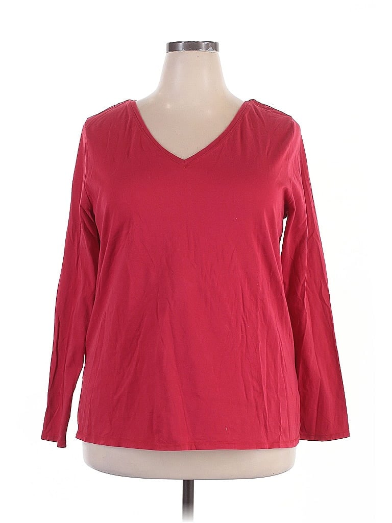 Pre-owned Lane Bryant 3/4 Sleeve T-shirt In Red